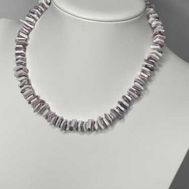 faux puca puka shell necklace choker white violet 