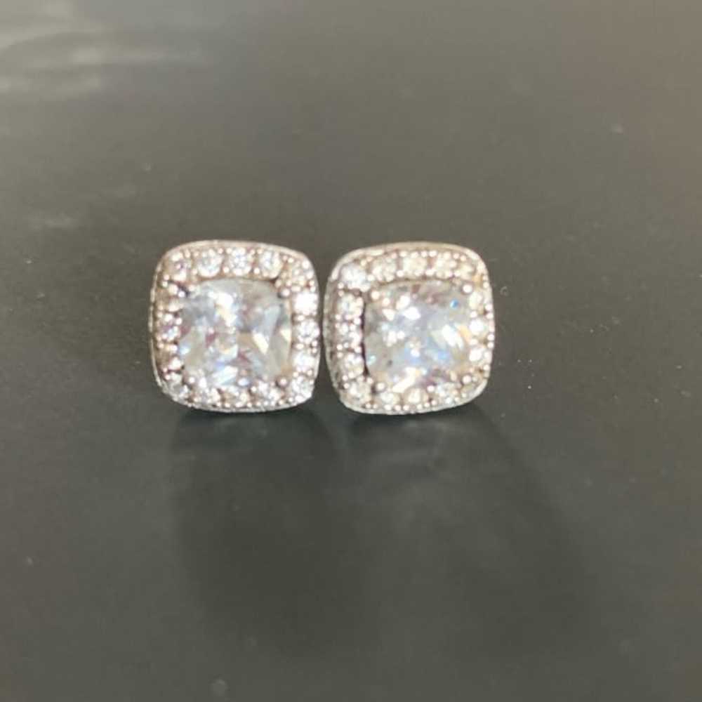 Sterling silver cz halo earrings - image 1