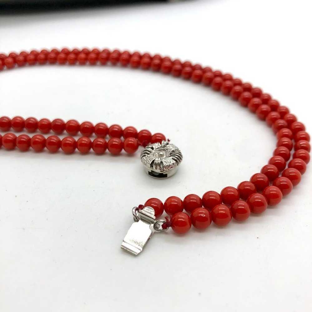Vintage Red Coral Bead Double Strand Necklace - image 12