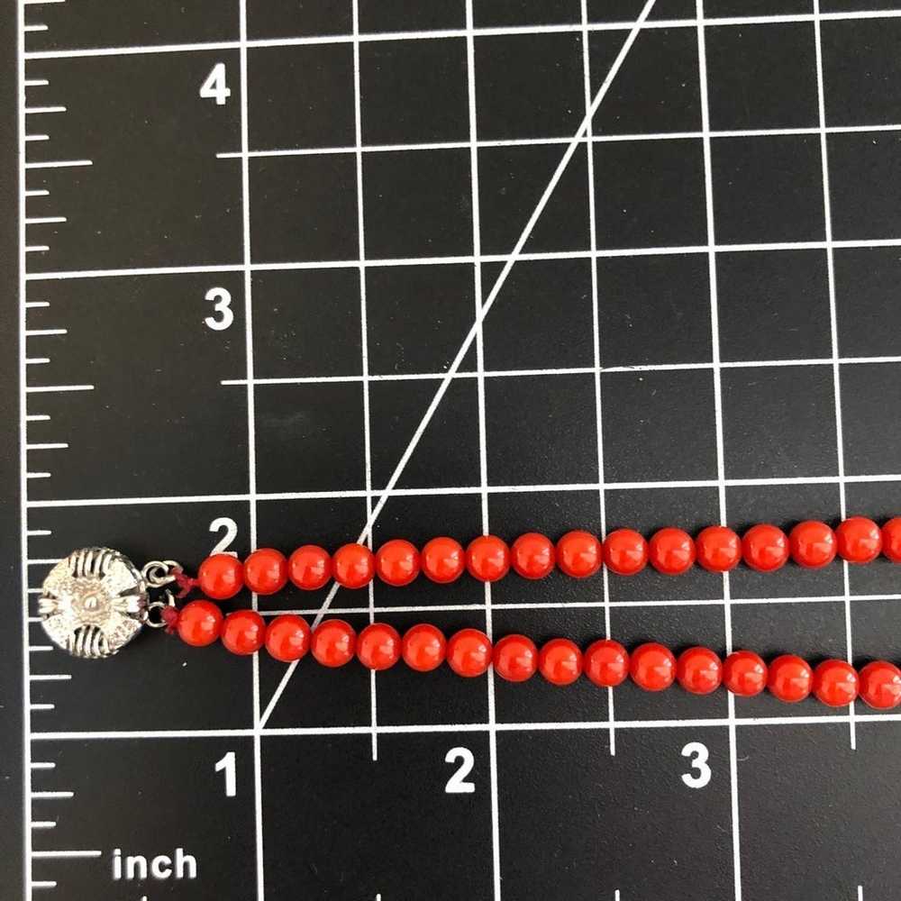 Vintage Red Coral Bead Double Strand Necklace - image 3