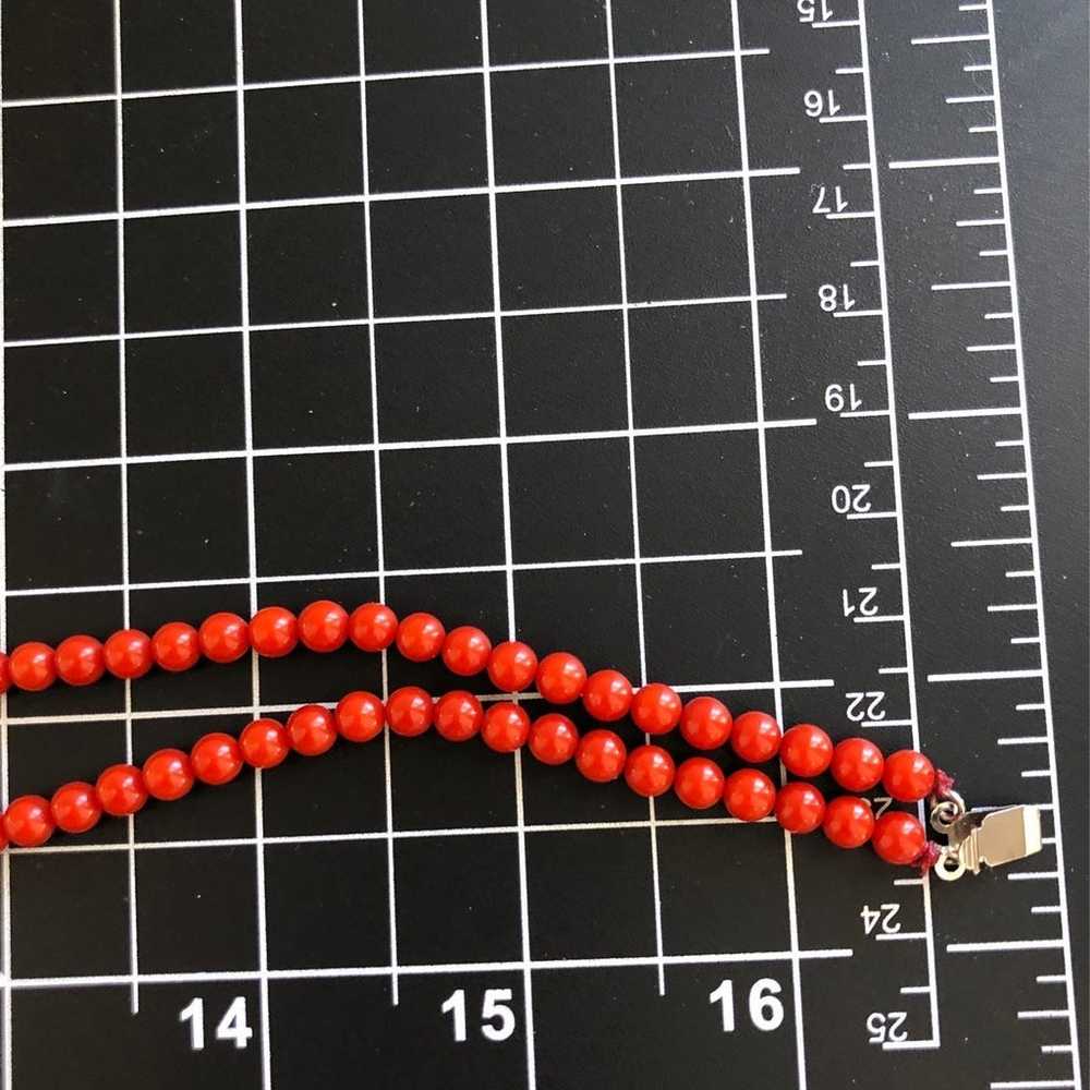 Vintage Red Coral Bead Double Strand Necklace - image 4