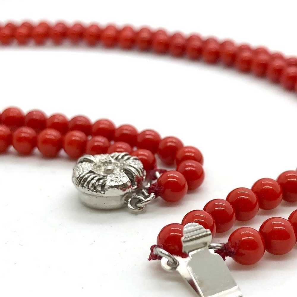 Vintage Red Coral Bead Double Strand Necklace - image 8