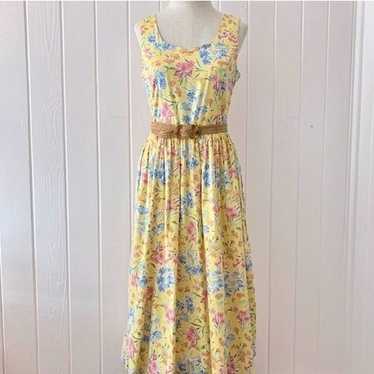 Vintage Laura Ashley Yellow Floral Sun Dress - image 1