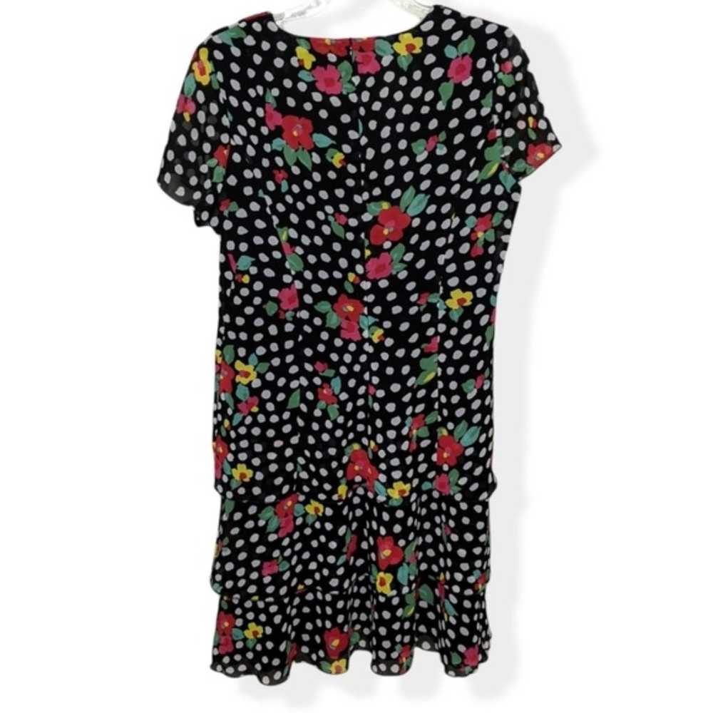 Vintage French Gevana 1980s spotted floral dress - image 2