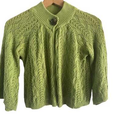 RQT Cape Style Cardigan Crochet Sweater Green Sz S