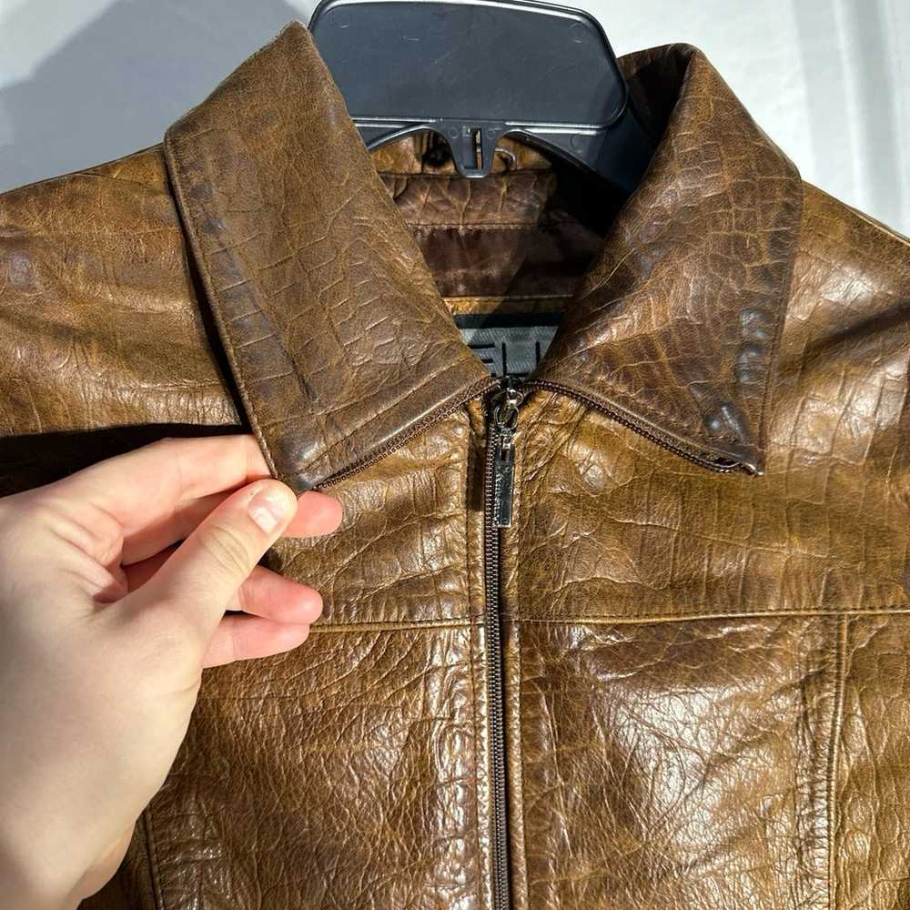Wilson’s 100% Leather Jacket Crocodile Pattern Pe… - image 3
