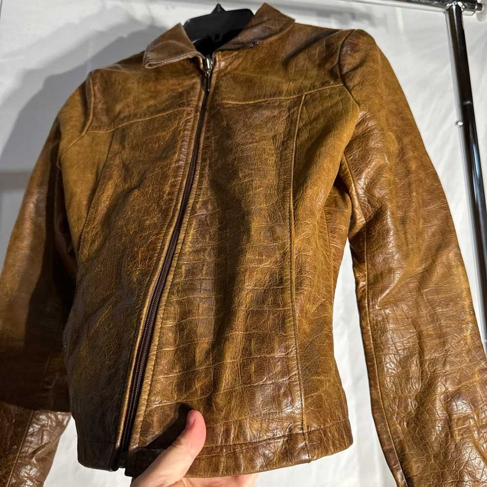 Wilson’s 100% Leather Jacket Crocodile Pattern Pe… - image 7