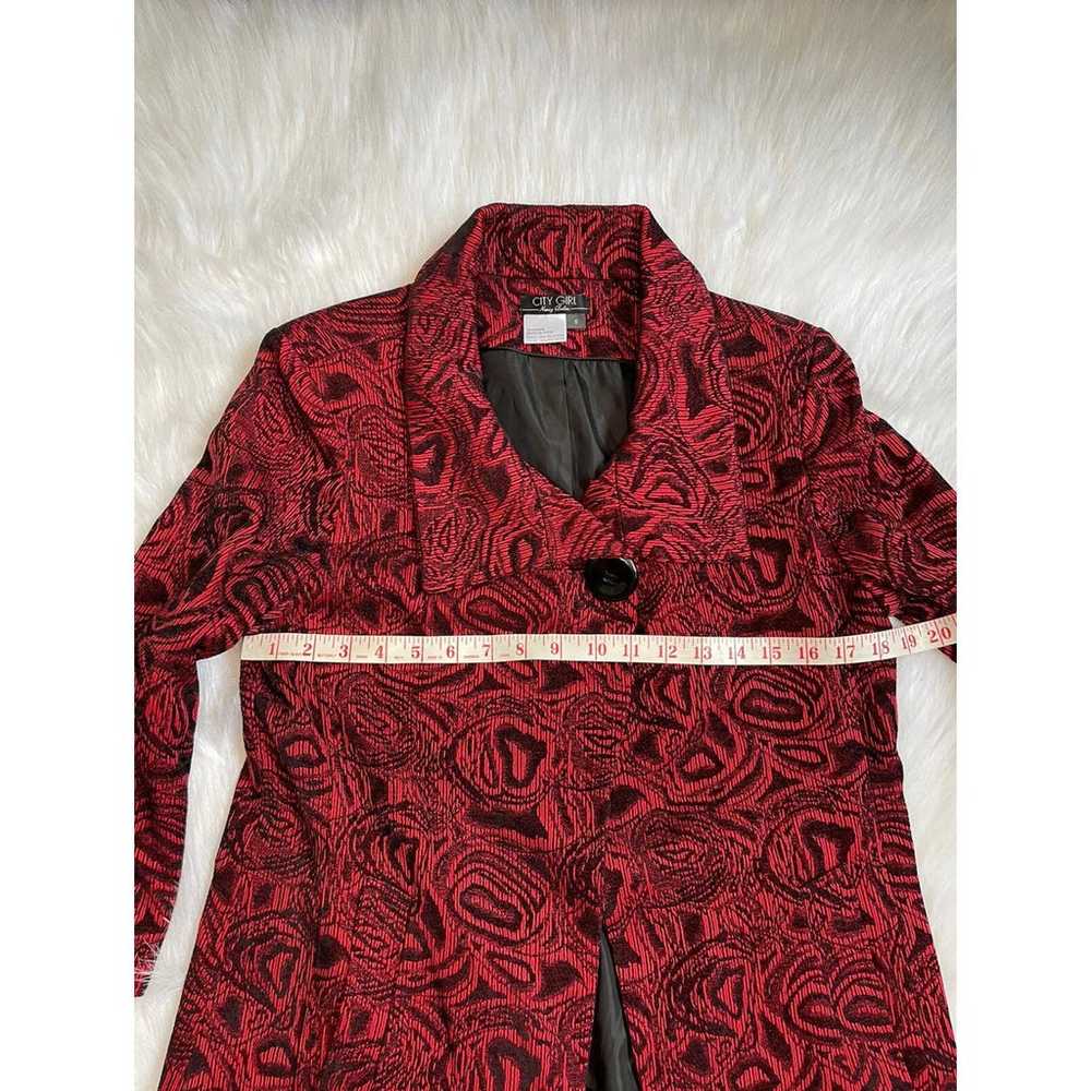 City Girl Nancy Bolen Blazer Jacket Red Black Emb… - image 11