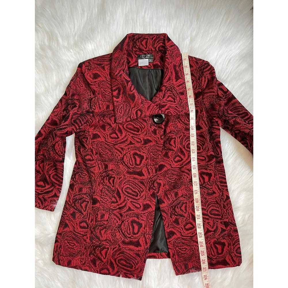 City Girl Nancy Bolen Blazer Jacket Red Black Emb… - image 12