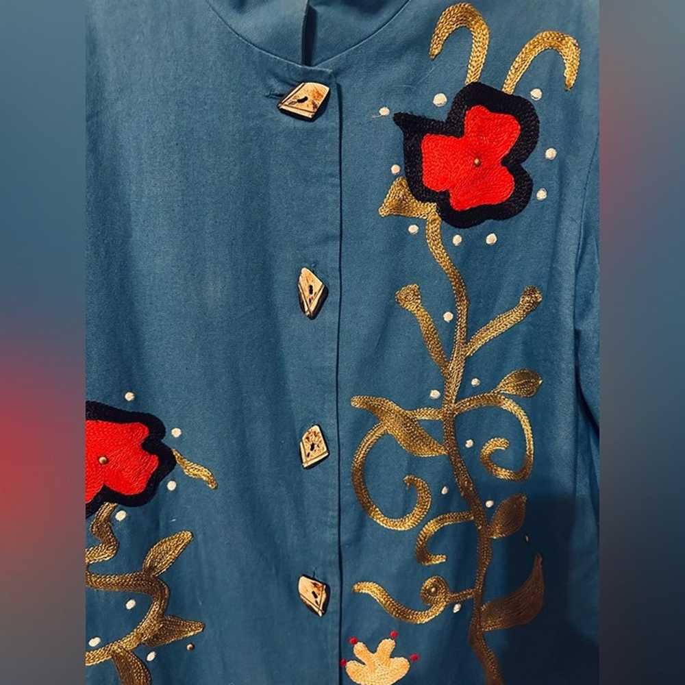 Alex Kim vintage 100% cotton embroidered coat flo… - image 4