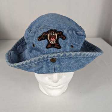 Looney Tunes Angry Taz Denim Jean Bucket Hat 100%… - image 1