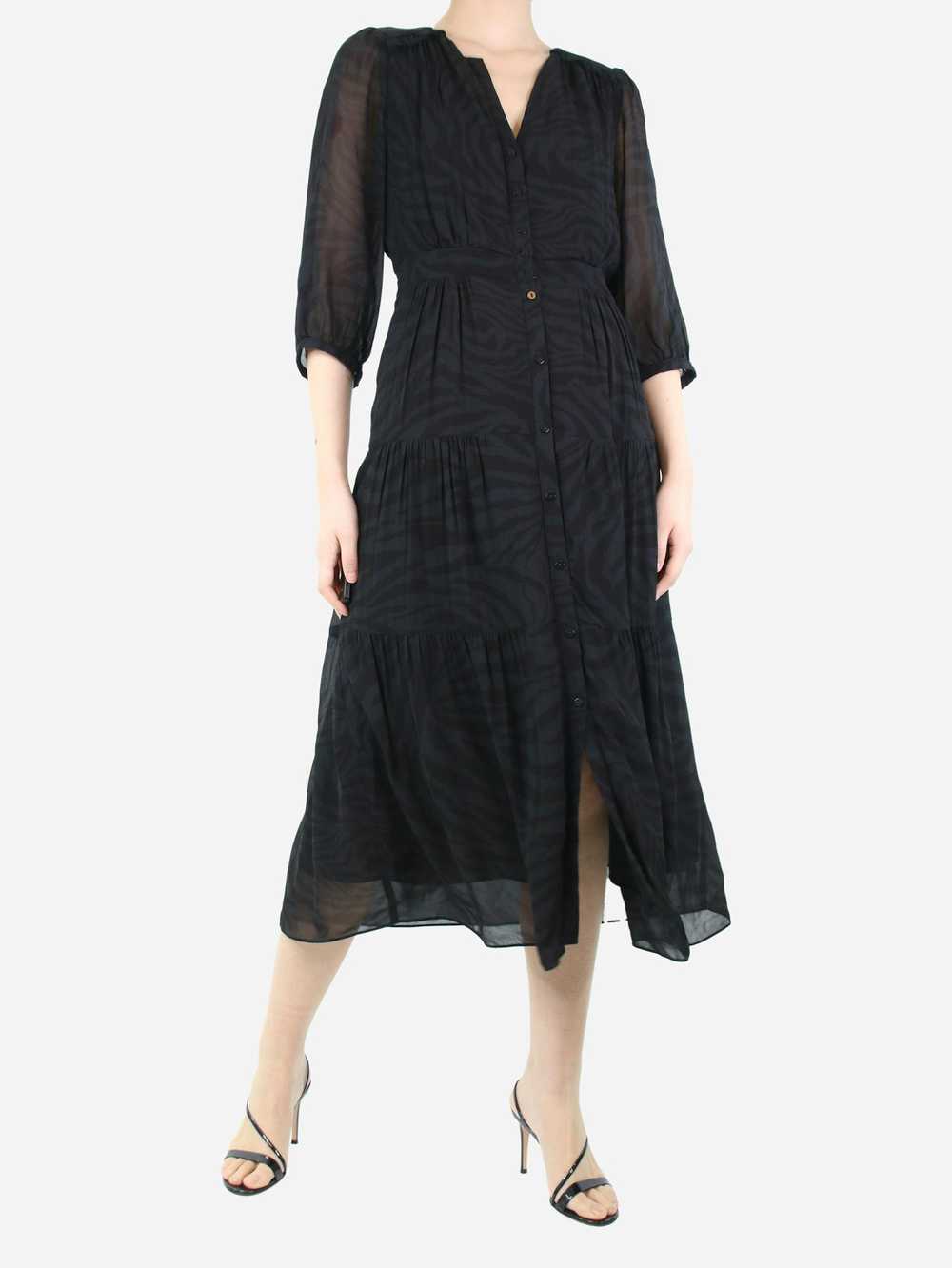 Ba&sh Black tonal patterned dress - size UK 8 - image 3