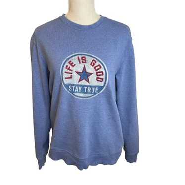 Life Is Good Life Is Good Blue Crew Neck Sweatshir