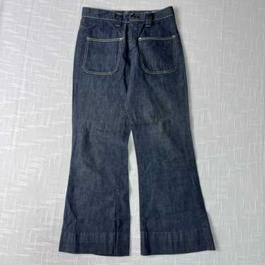 Vintage 70s Seafarer Stenciled Denim Dungaree Navy Military Jeans Size 36  USA Made 