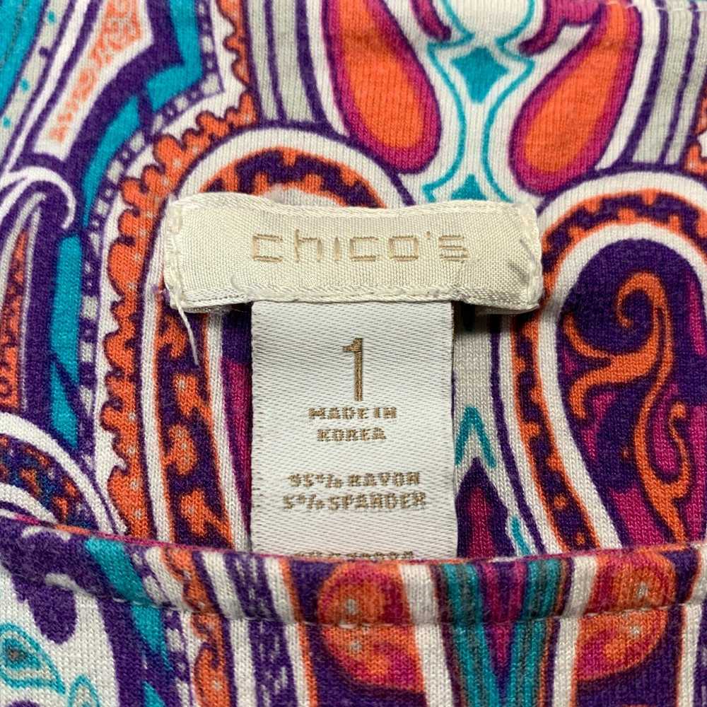 Vintage CHICOS Blouse Womens Size 1 Medium Top Pa… - image 3