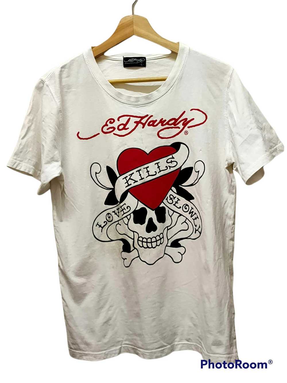 Ed Hardy Ed hardy tee Spellout logo skulls - image 1