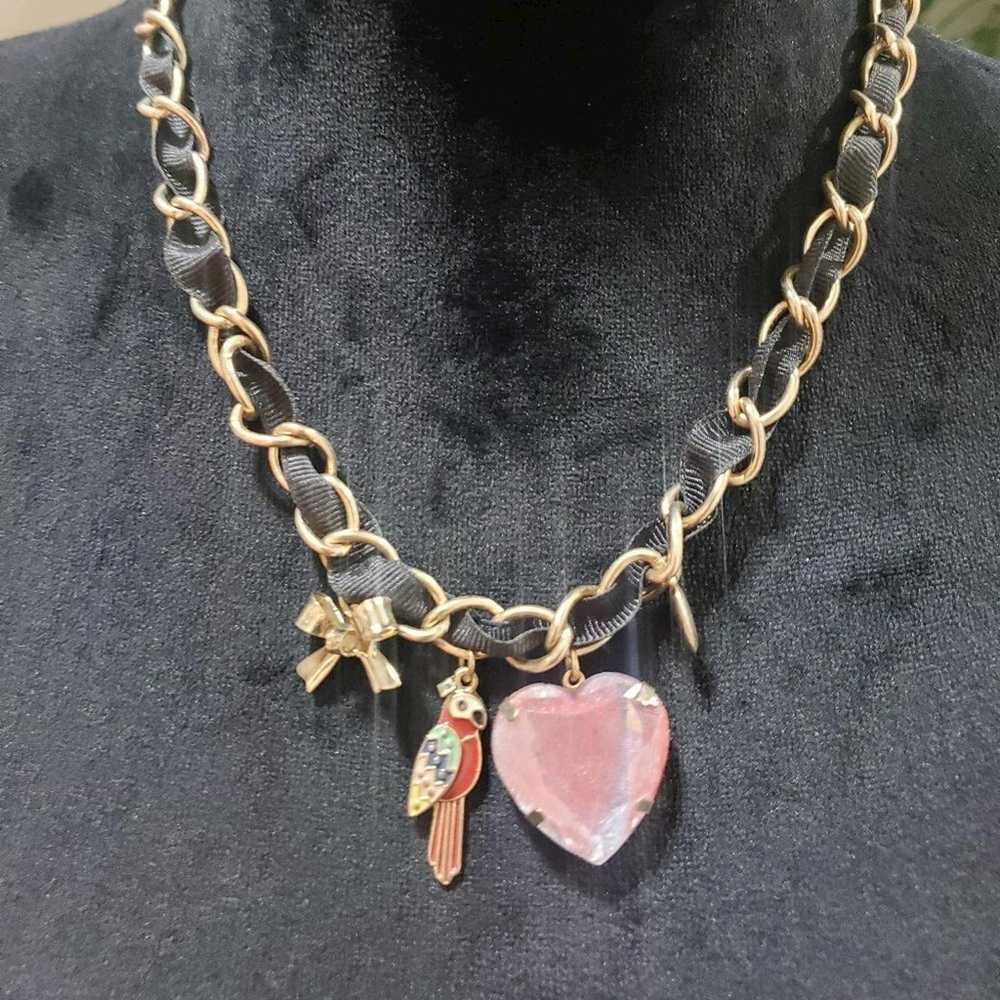 Other Fashion Gold Tone Link Chain Pink Stone Sta… - image 1