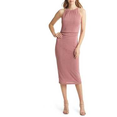 Vici Halter Neck Ruched Cutout Midi Dress Size Lar