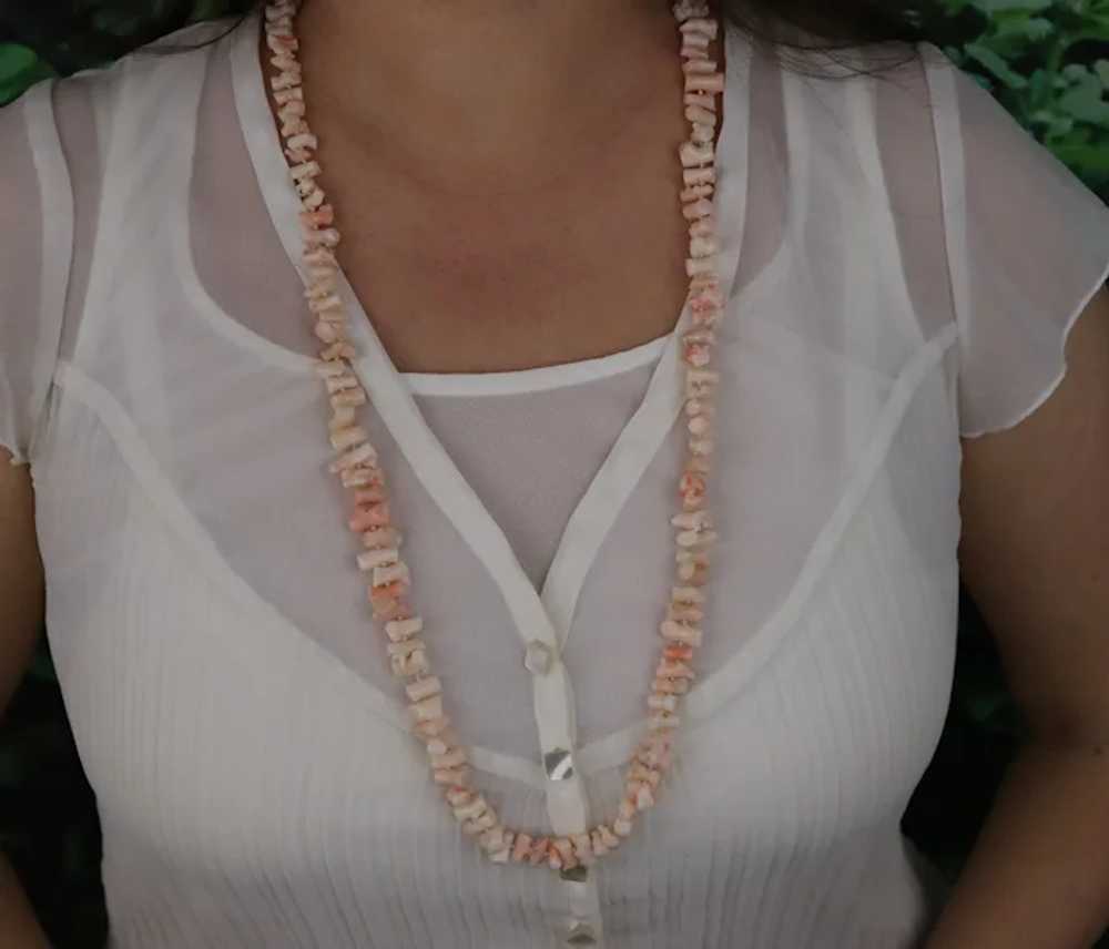 Angel Skin Coral Bead Necklace Long 32" inch - image 2