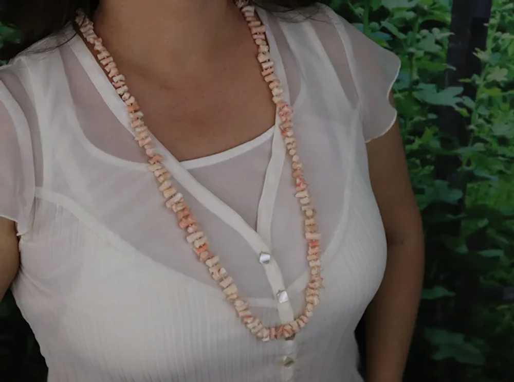 Angel Skin Coral Bead Necklace Long 32" inch - image 3