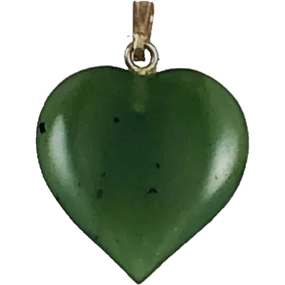 Green Jade Heart Pendants 1970's NOS - image 1