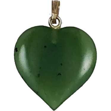 Green Jade Heart Pendants 1970's NOS