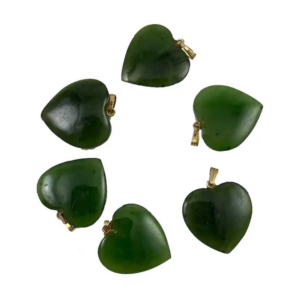 Green Jade Heart Pendants 1970's NOS - image 3