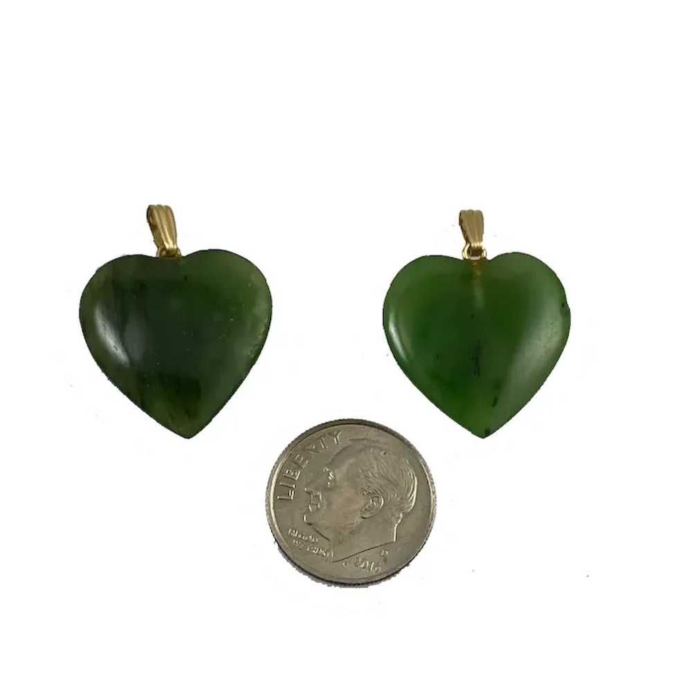 Green Jade Heart Pendants 1970's NOS - image 4