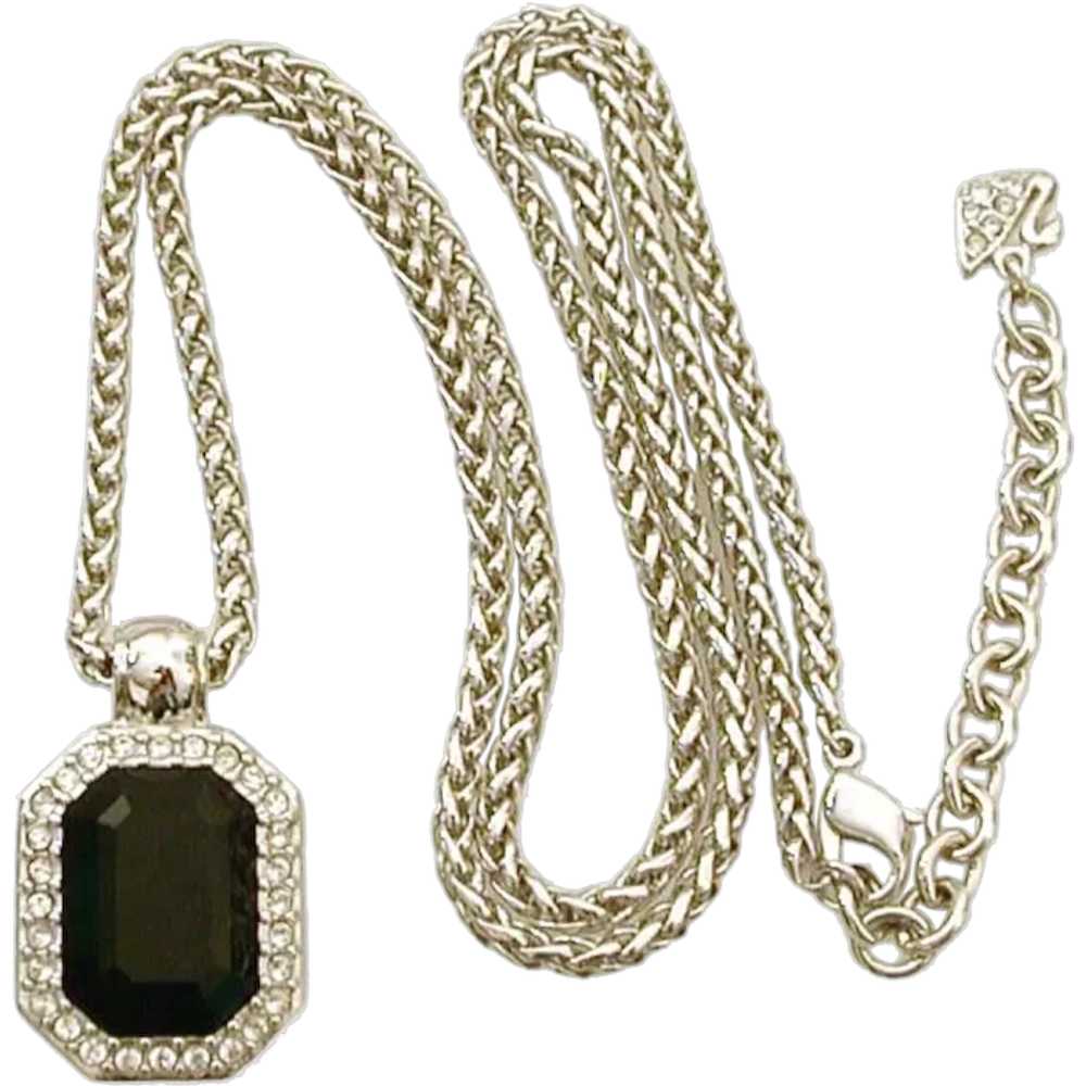 Swarovski Pendant Necklace Emerald Cut Black Crys… - image 1