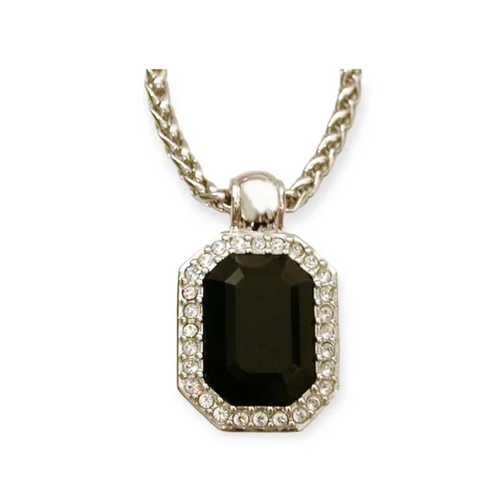 Swarovski Pendant Necklace Emerald Cut Black Crys… - image 2