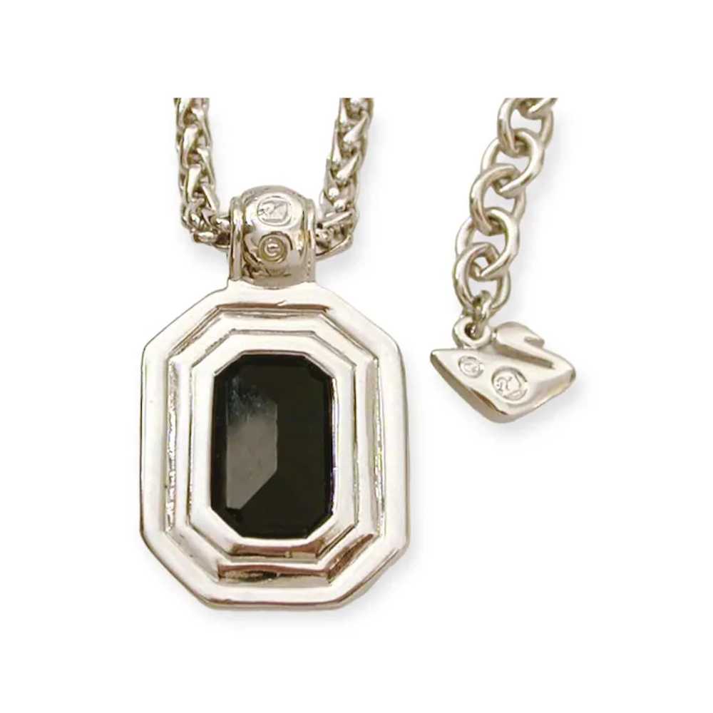 Swarovski Pendant Necklace Emerald Cut Black Crys… - image 5