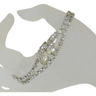 Vintage Clear Rhinestones Double Stranded Bracelet - image 1