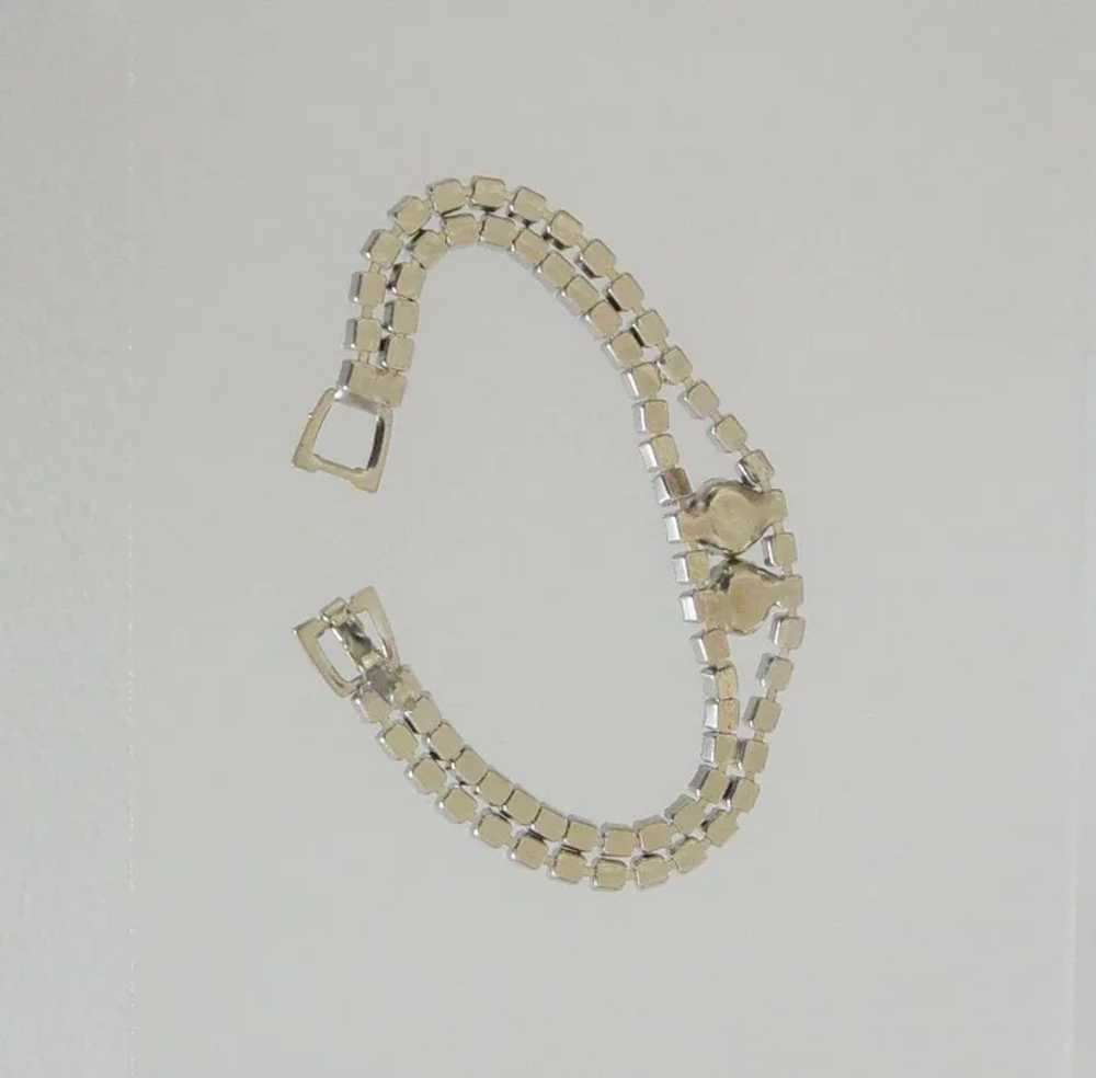 Vintage Clear Rhinestones Double Stranded Bracelet - image 5