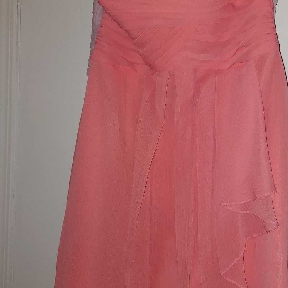 David bridal chiffon coral peach strapless dress - image 1