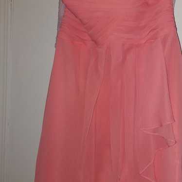 David bridal chiffon coral peach strapless dress - image 1