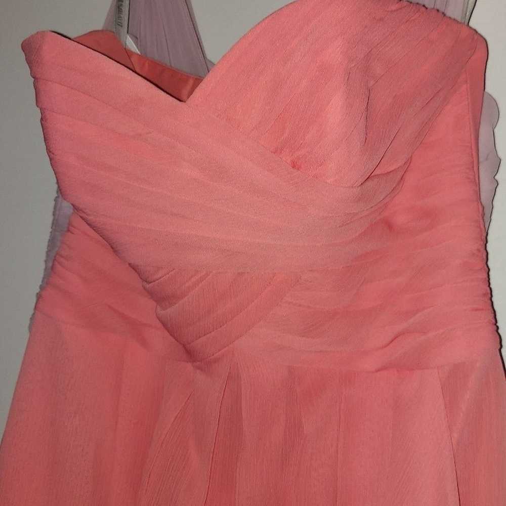 David bridal chiffon coral peach strapless dress - image 2