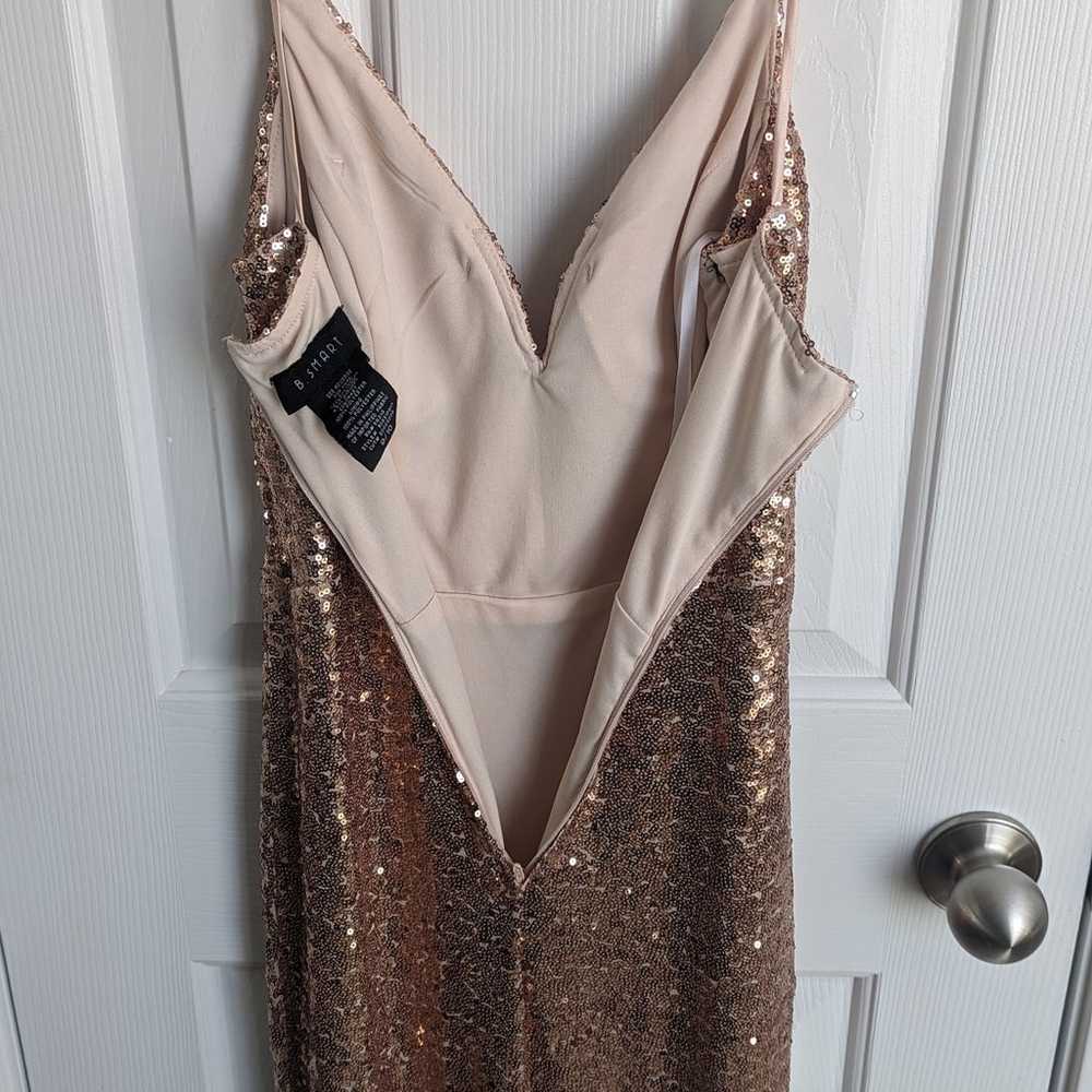 Rose gold sequin split thigh maxi prom formal fit… - image 4