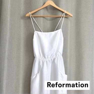 Reformation White Tencel Linen Midi Dress Size 2 - image 1