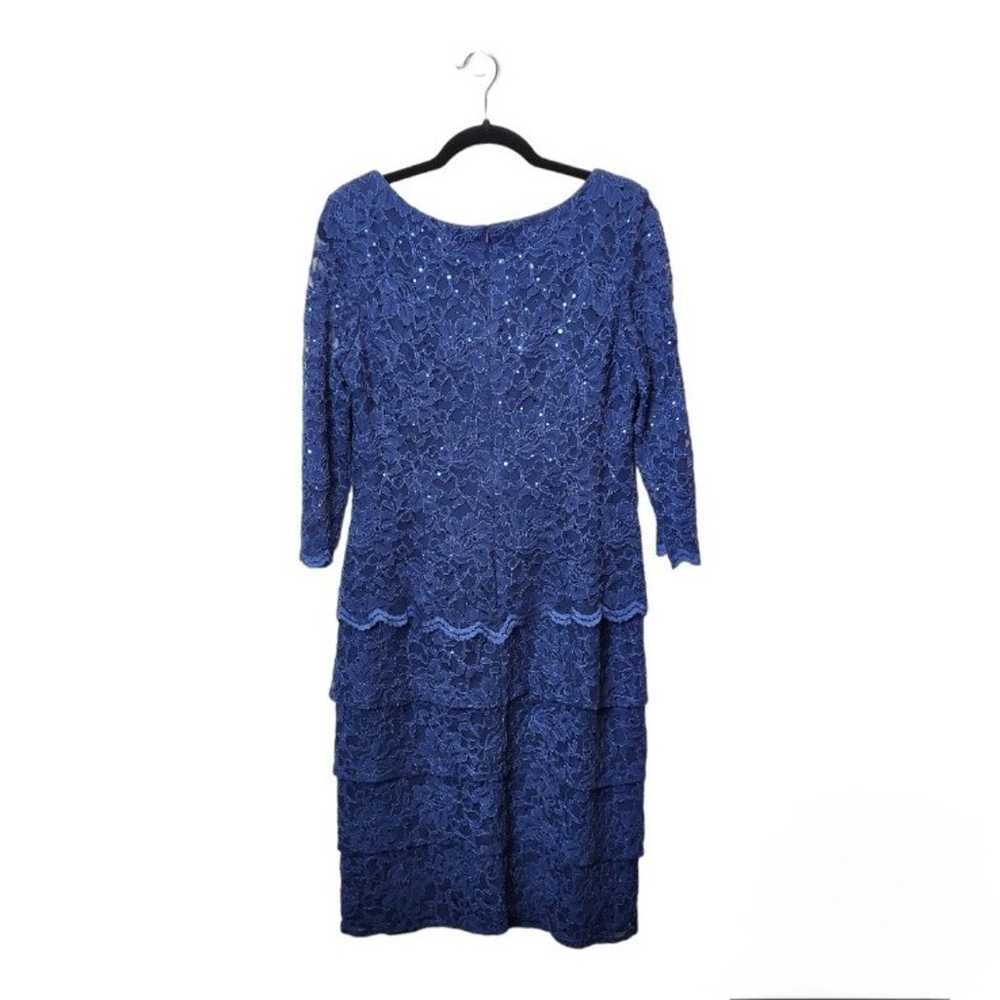 Alex Evenings Blue Lace and Sequins Dress Size 12 - image 2