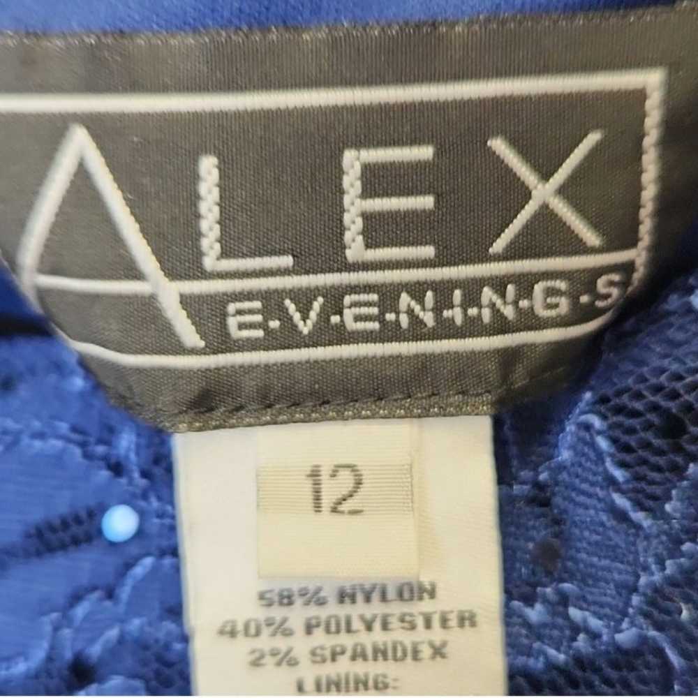 Alex Evenings Blue Lace and Sequins Dress Size 12 - image 3