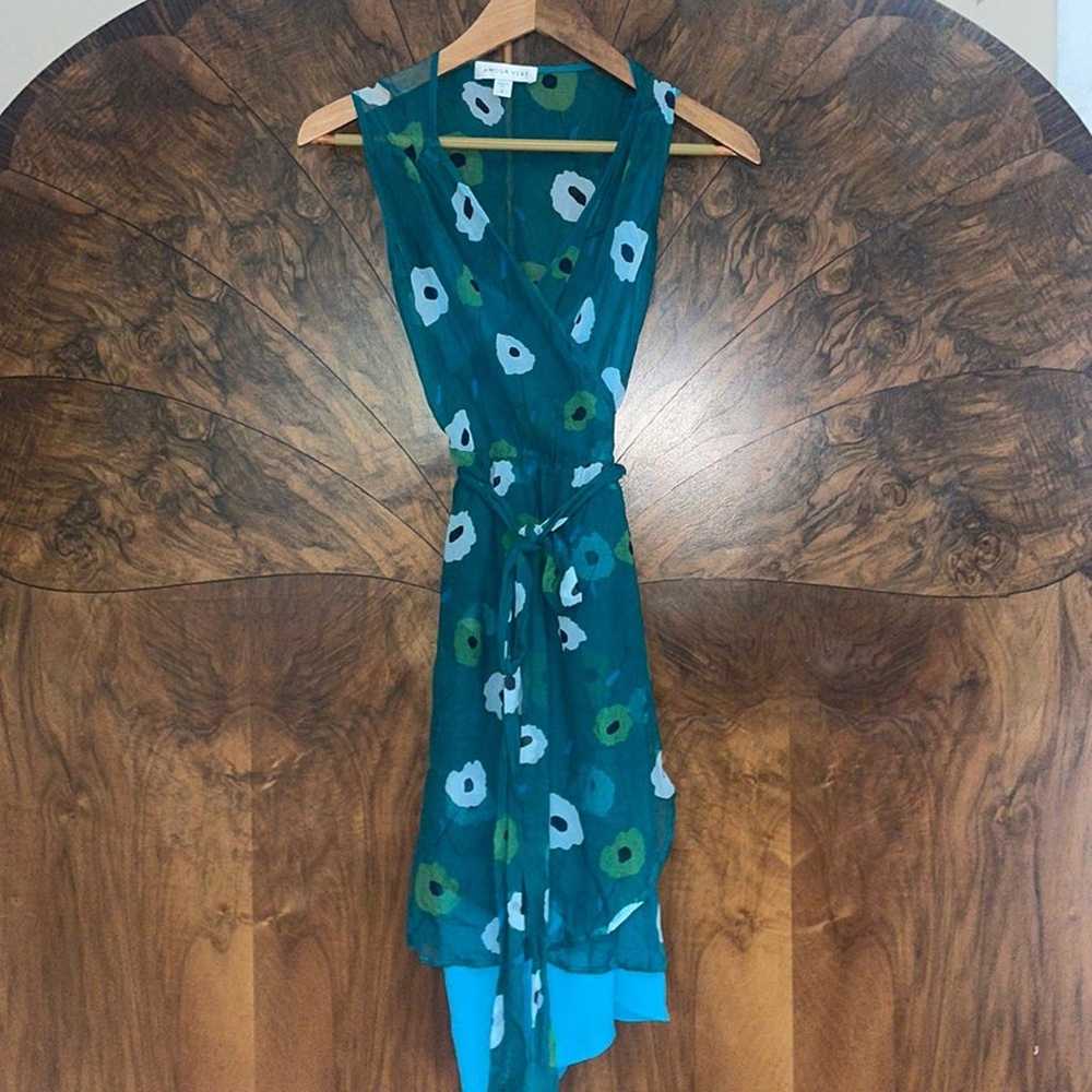 AMOUR VERT Printed Chiffon Wrap Dress Small S - image 2