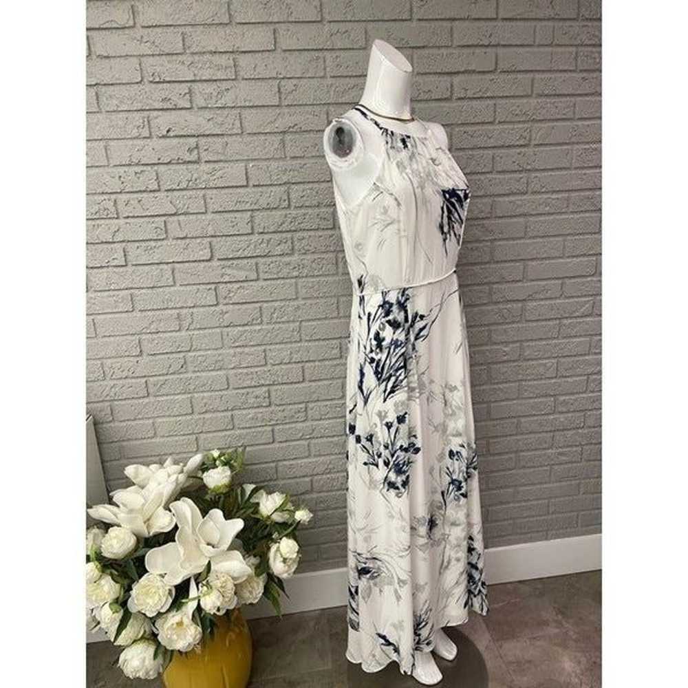 Donna Karan White Halter Floral Maxi Dress Size 8 - image 2