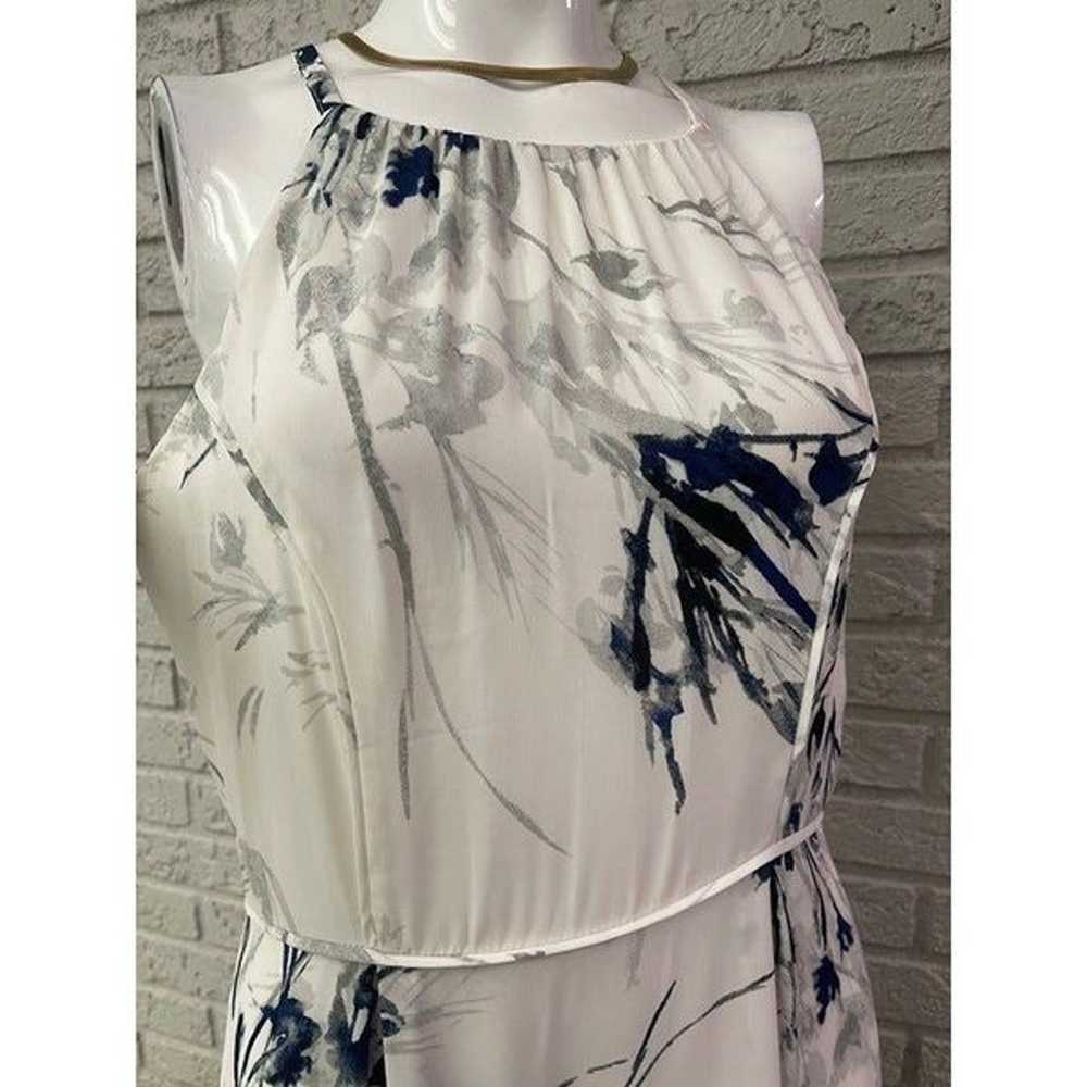Donna Karan White Halter Floral Maxi Dress Size 8 - image 3