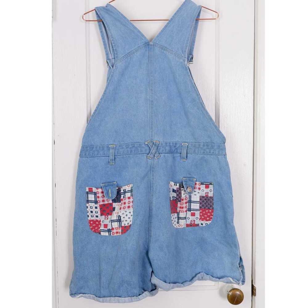 Red Rover 90s cotton denim patchwork overalls (L)… - image 3