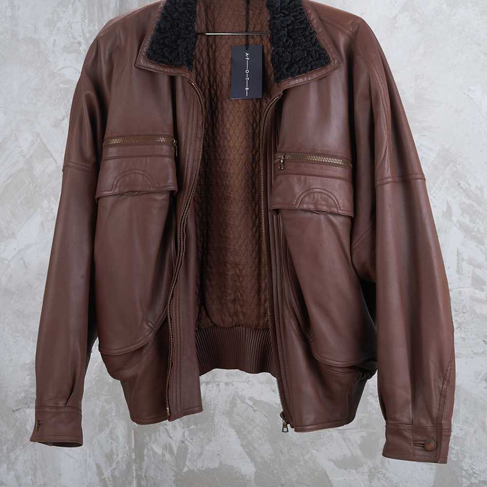 GIANNI VERSACE 1990s Menswear Brown Leather Shear… - image 2
