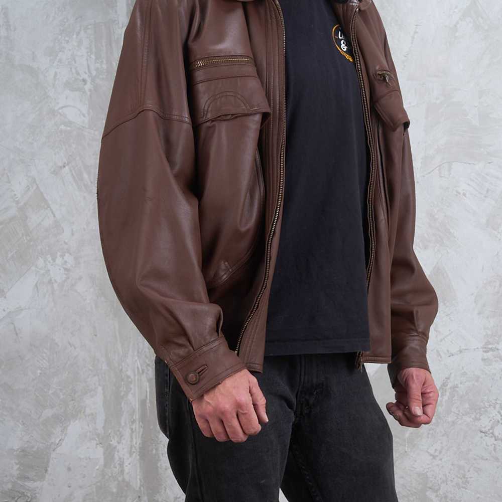 GIANNI VERSACE 1990s Menswear Brown Leather Shear… - image 4