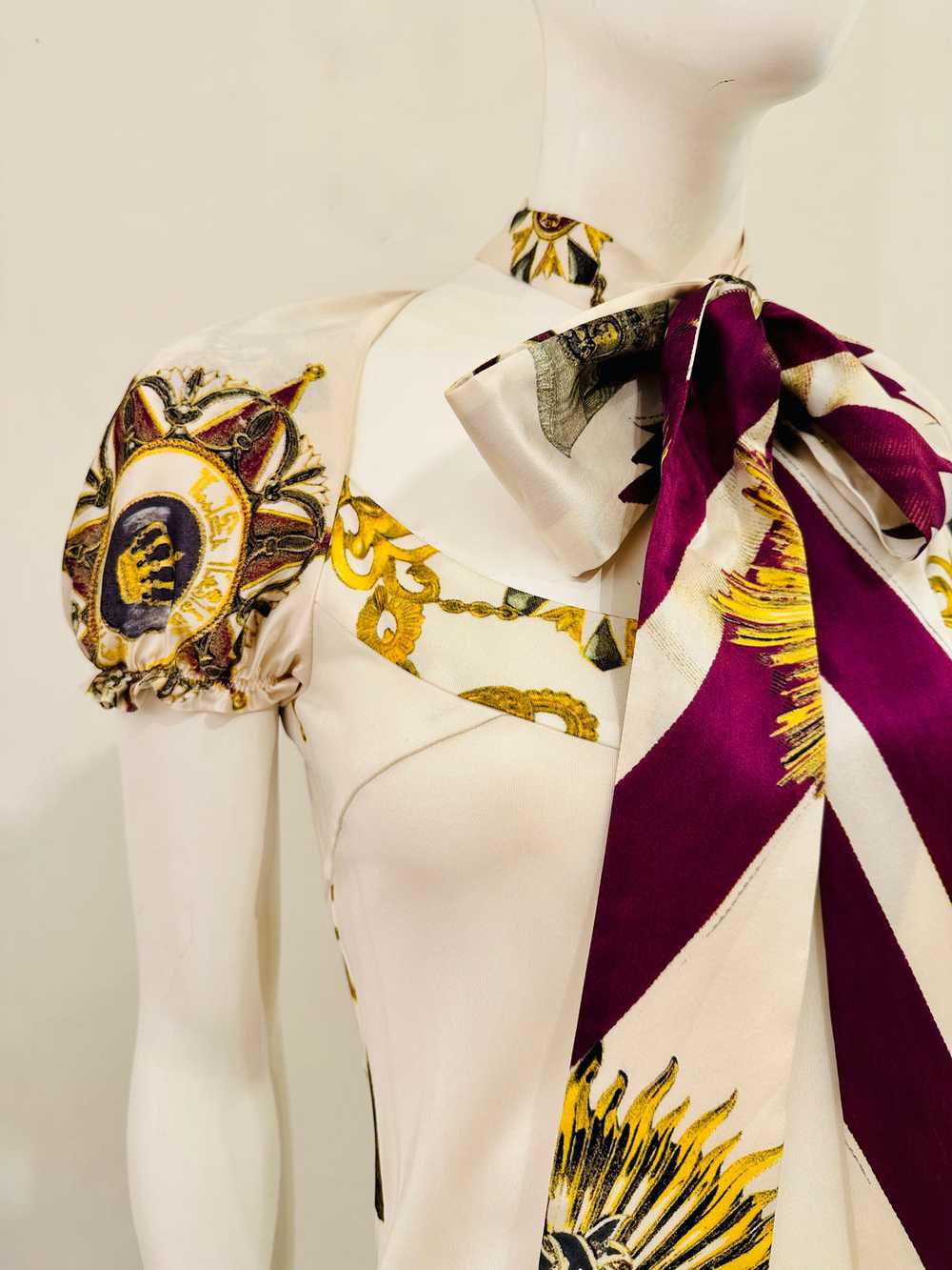 Roberto Cavalli Printed Silk Puffed Sleeve Blouse - image 4