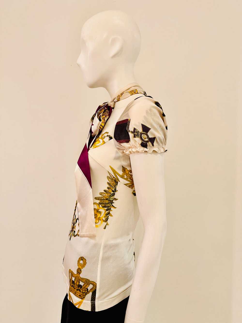 Roberto Cavalli Printed Silk Puffed Sleeve Blouse - image 5