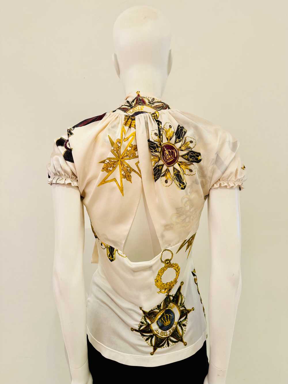 Roberto Cavalli Printed Silk Puffed Sleeve Blouse - image 6