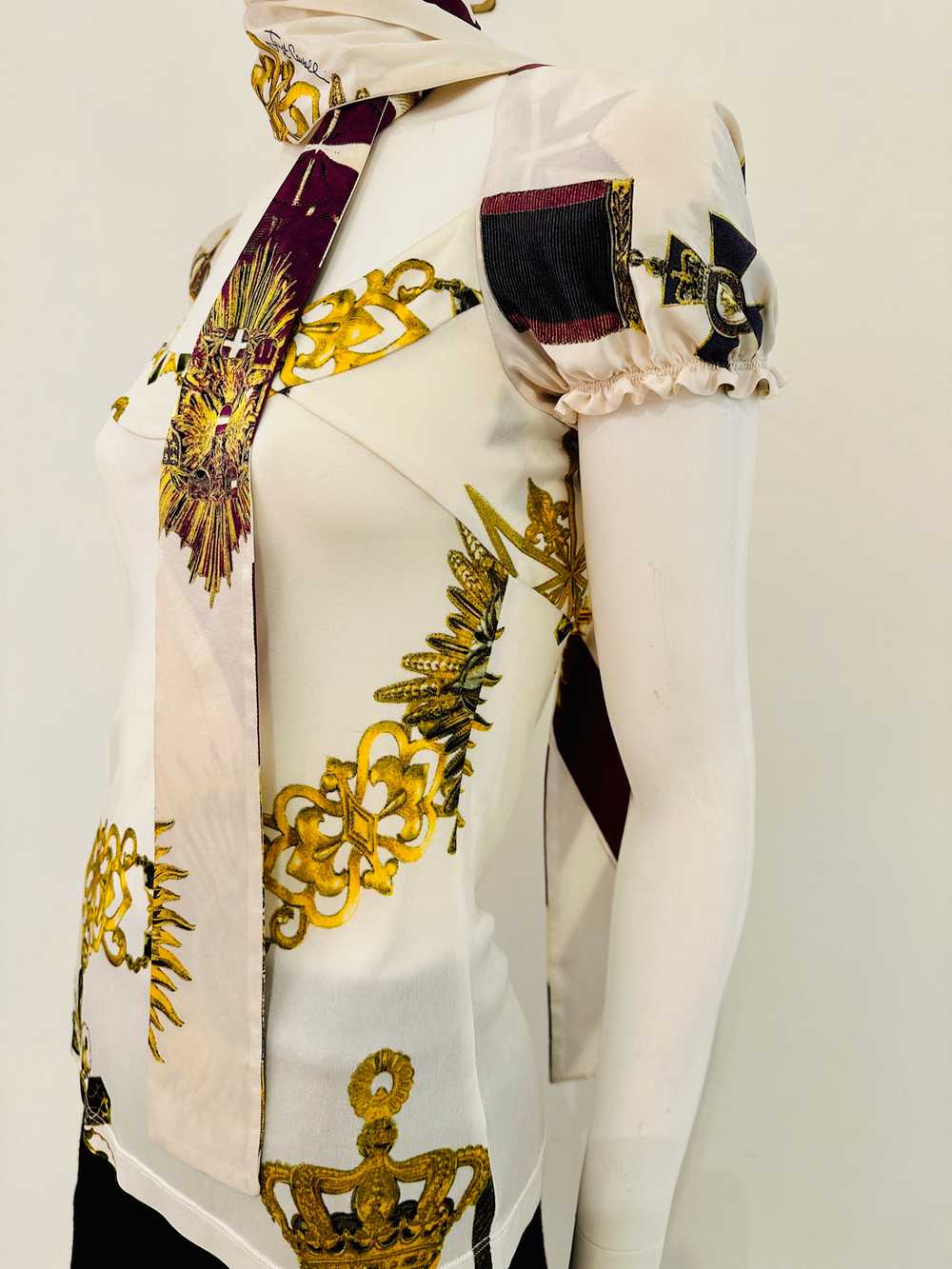 Roberto Cavalli Printed Silk Puffed Sleeve Blouse - image 7